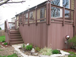 Trex Redwood Deck with Deckorator Balusters and Finials