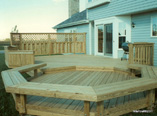 Two-level Deck with Floating Bench, Floor Planter, and Privacy Screen